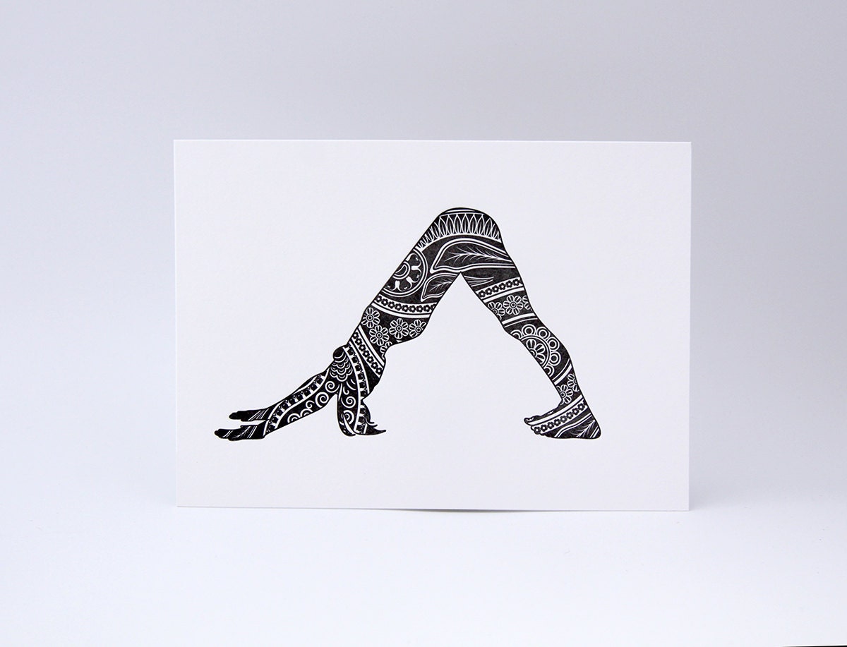 Letterpress Print - Downward Facing Dog - Black