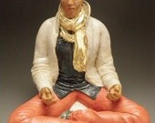 Ceramic Figure Sculpture, Contemporary Buddha Statue, Woman in Meditation, I Can Feel My Attachments Unraveling, Vipassana Art