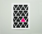 Abstract Print, Geometric art, Triangles, Black and Pink, Modern Art, Wall Decor, A4