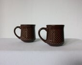 Vintage Mug Set // Coffee Cups // Polka Dot // Chocolate Brown // Sunny - sparvintheieletree