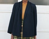 Vintage 1960's Navy Blue Pleated Swing Crop Choir Coat S