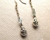 HEMINWAY Earrings - Vintage Gold Filigree Drop and Chain
