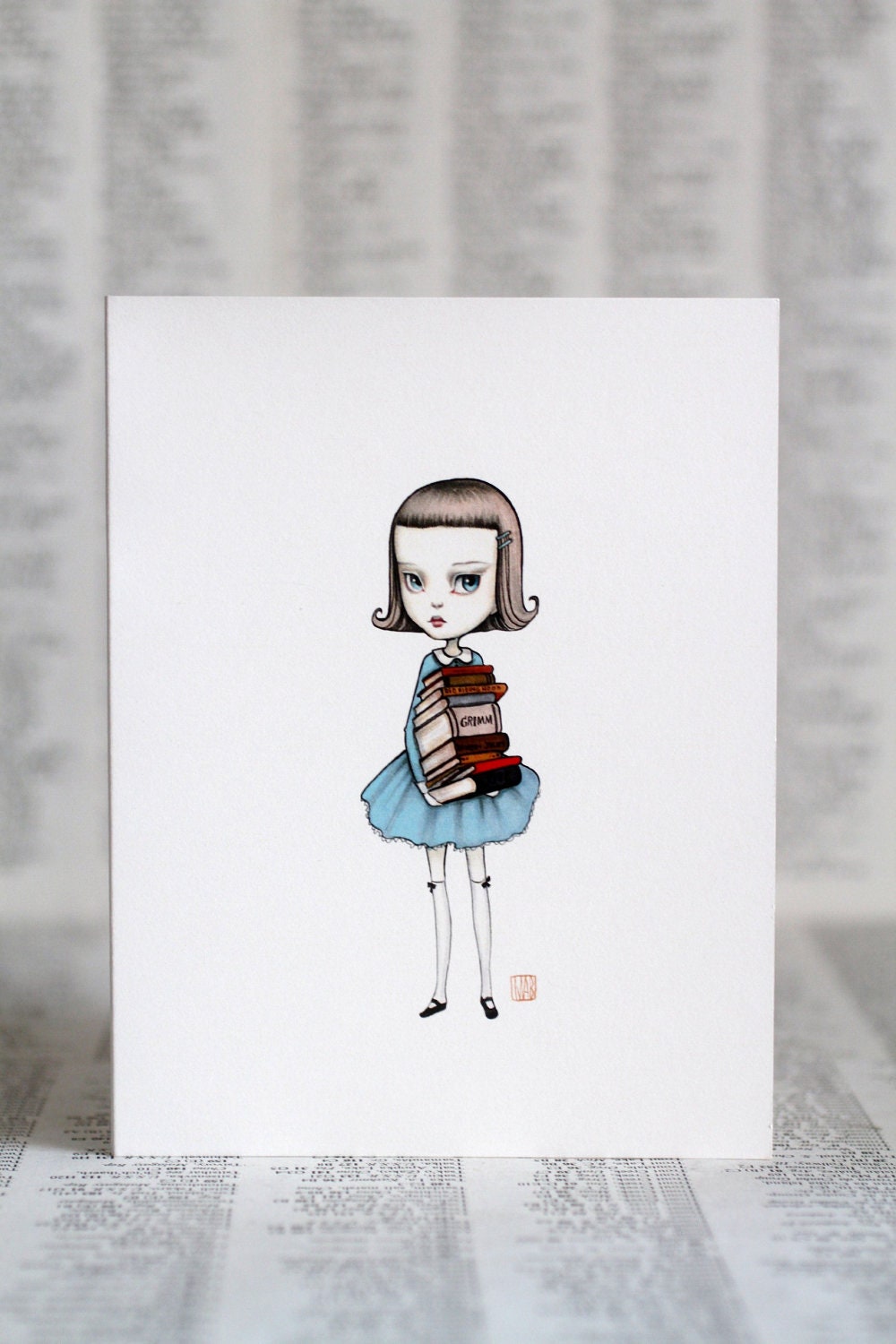 The Librarian - 3 blank notecards- by Mab Graves
