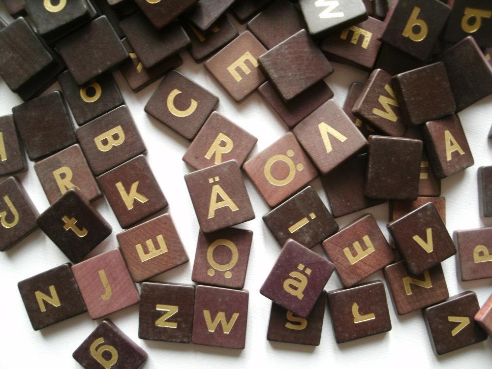 Vintage German Scrabble tiles set of 10 tiles circa 1950