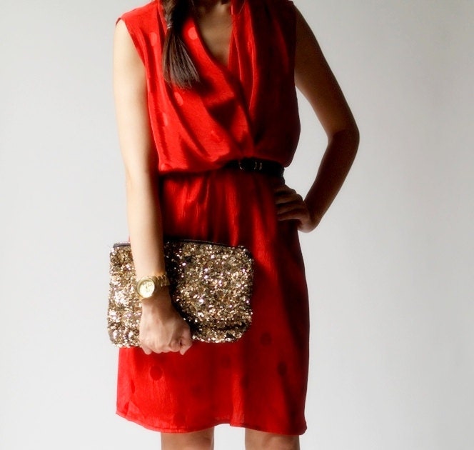 vintage 1970s dress / 70s red polka dot dress / Seeing Dots Surplice Dress