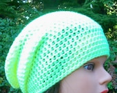 womens hat ladies crochet slouch hat girls crochet lightweight slouch hat neon yellow youth adult 6465