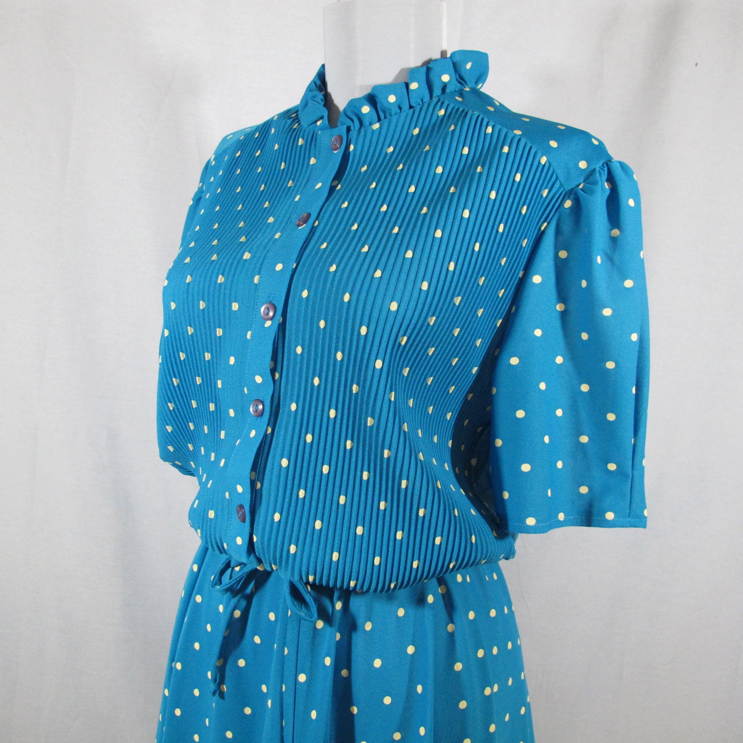 Flouncy Blue Polka Dot Vintage Dress