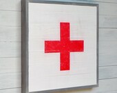 SALE - Modern Rustic Wood Sculpture Art, Positive Sign, 22 x 22