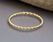 14k Gold Extra Tiny Twist Ring in Solid Yellow Gold or White Gold - 1.25mm