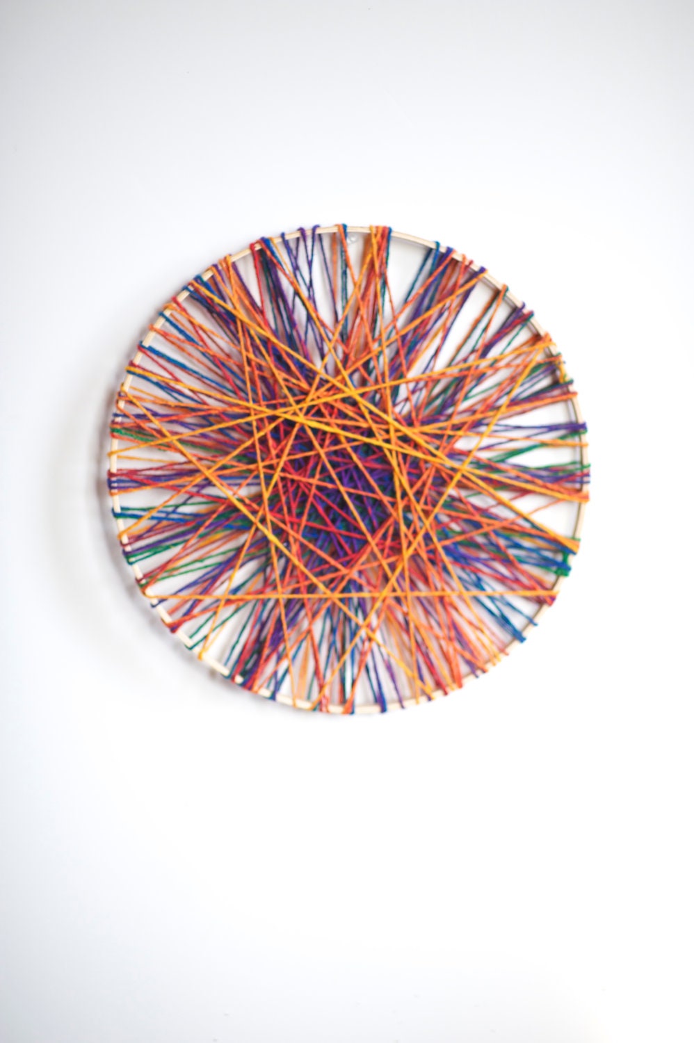 colorful wall hanging hoop art // large rainbow star burst // home decor