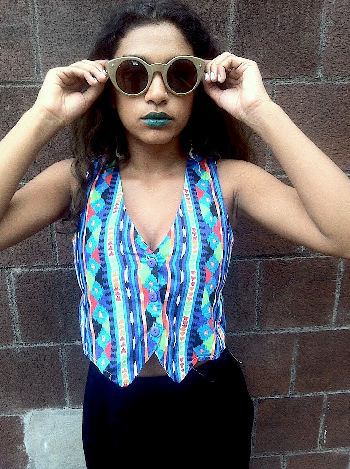 CLEARANCE 90s Native Print Vest Small