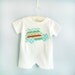 CUSTOM LISTING Surf Baby Romper 24months Vintage Car Woodie Surfboard Beach Applique Aqua Red Green