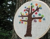 Hand Embroidered Hoop Art Colorful Tree