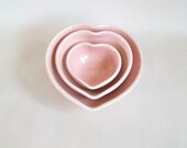 Heart Bowls - Smaller Size - Set of 3, Handmade - Ready to Ship- Actual Set - 3.5 inches