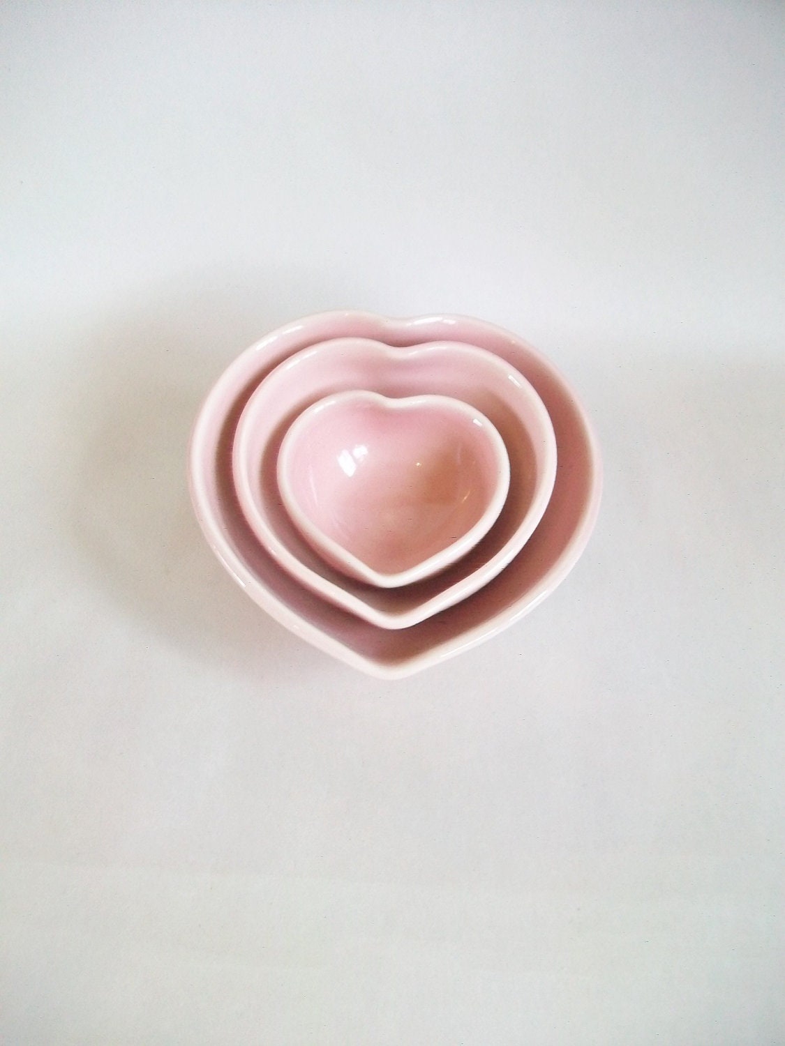 Heart Bowls - Smaller Size - Set of 3, Handmade - Ready to Ship- Actual Set - 3.5 inches