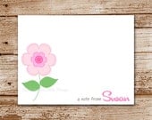 SET of 8 FLOWER Note Cards  :   color choices,  personalized stationery, thank you notecards