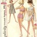 Retro Teen 1960s Sewing Pattern, Two Piece Swim Suit, Boy Shorts, Sleeveless Cover Up, Simplicity 6018, bust 32, Junior