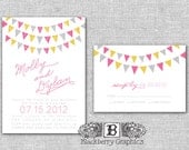 Printable, whimsical bunting garland, Wedding Invitation Set, Molly Design