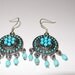 Turquoise and Silver Metal Bohemian Dangle Earrings