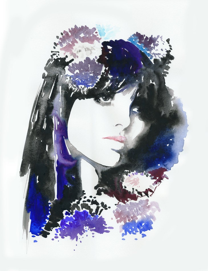 Print of Watercolor Fashion Illustration titled:BIBA1