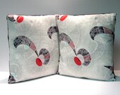 Pair of Vintage Mid Century Atomic Barkcloth Pillow - Retro Space Age Design