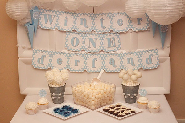 Blue WINTER ONEderland Collection - Printable Party Décor Il_570xn
