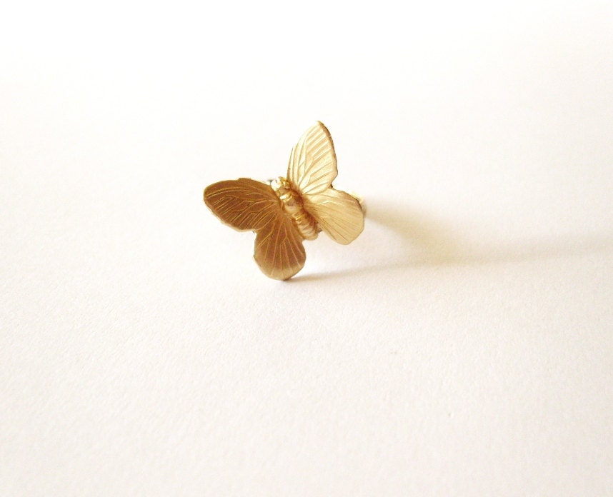 Gold Butterfly Ring Woodland Ring Forest Ring Nature Ring Woodland Wedding Bridesmaids Gifts Cute Adorable Elegant Romantic Whimsical Dreamy