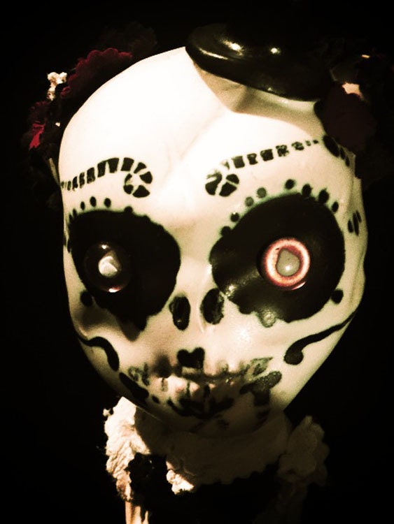 Monsieur MarZipan...kiln fired SuGar SkuLL frÖzen Harlot ooak handmade doLL of clay