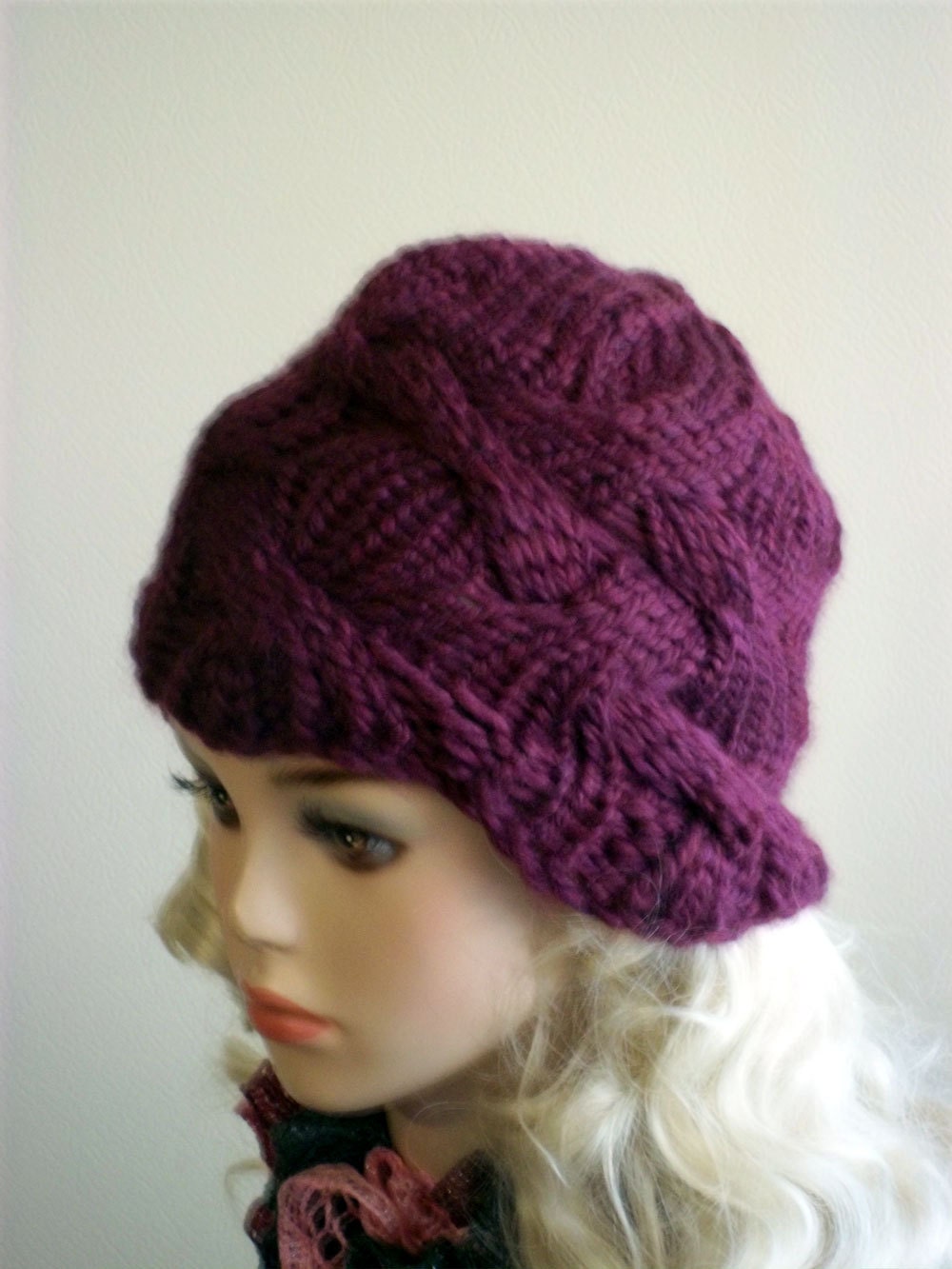 Hand Knit Beanie for Woman Pretty Cables Choose your Color
