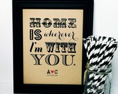 Home is Wherever Im With You Wedding Sign, Rustic Wedding Decoration, Personalized 8x10 Print
