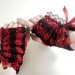 Striped Fingerless Gloves with Lace in Black and Red