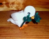 Needle felted white dove with olive branch