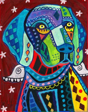 Weimaraner Art Dog Angel Print Poster of Painting by Heather Galler ...
