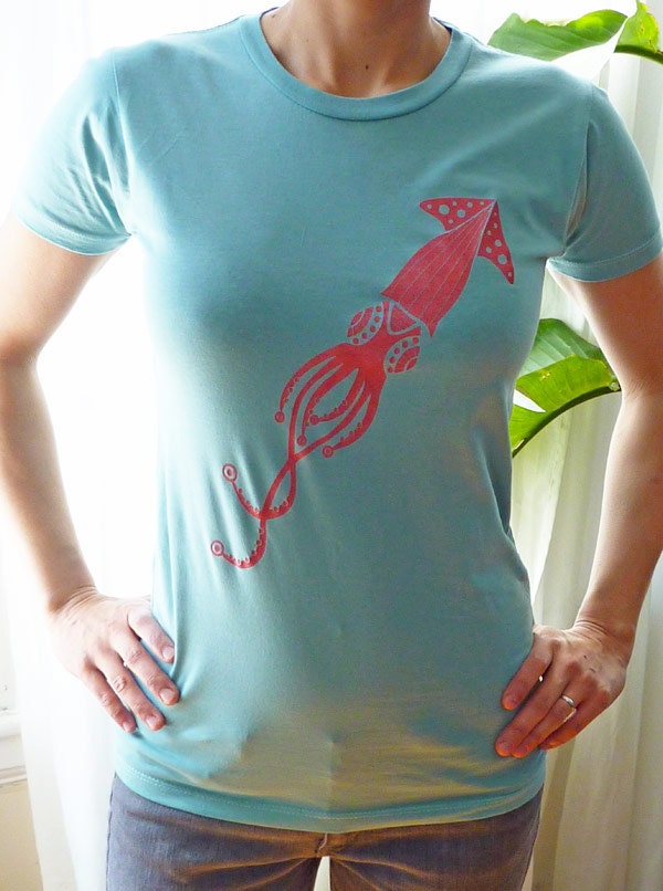 Pink Squid Aqua T-Shirt