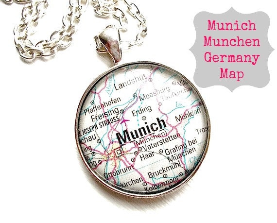 Vintage Map Munich Munchen Germany Pendant Necklace - PAPERandPLACE