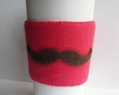 Mustache Felt Cup Sleeve for Fancy Beverage Times - Pink