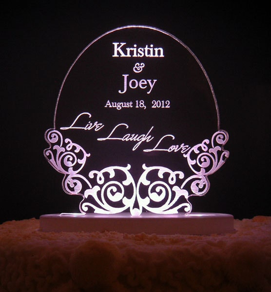 Live Laugh Love  Wedding Cake Topper  - Engraved & Personalized