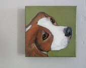 Custom Portrait l dog portrait l original painting l 8x8 pet portrait Puppy Modern Canvas green black red tile studio
