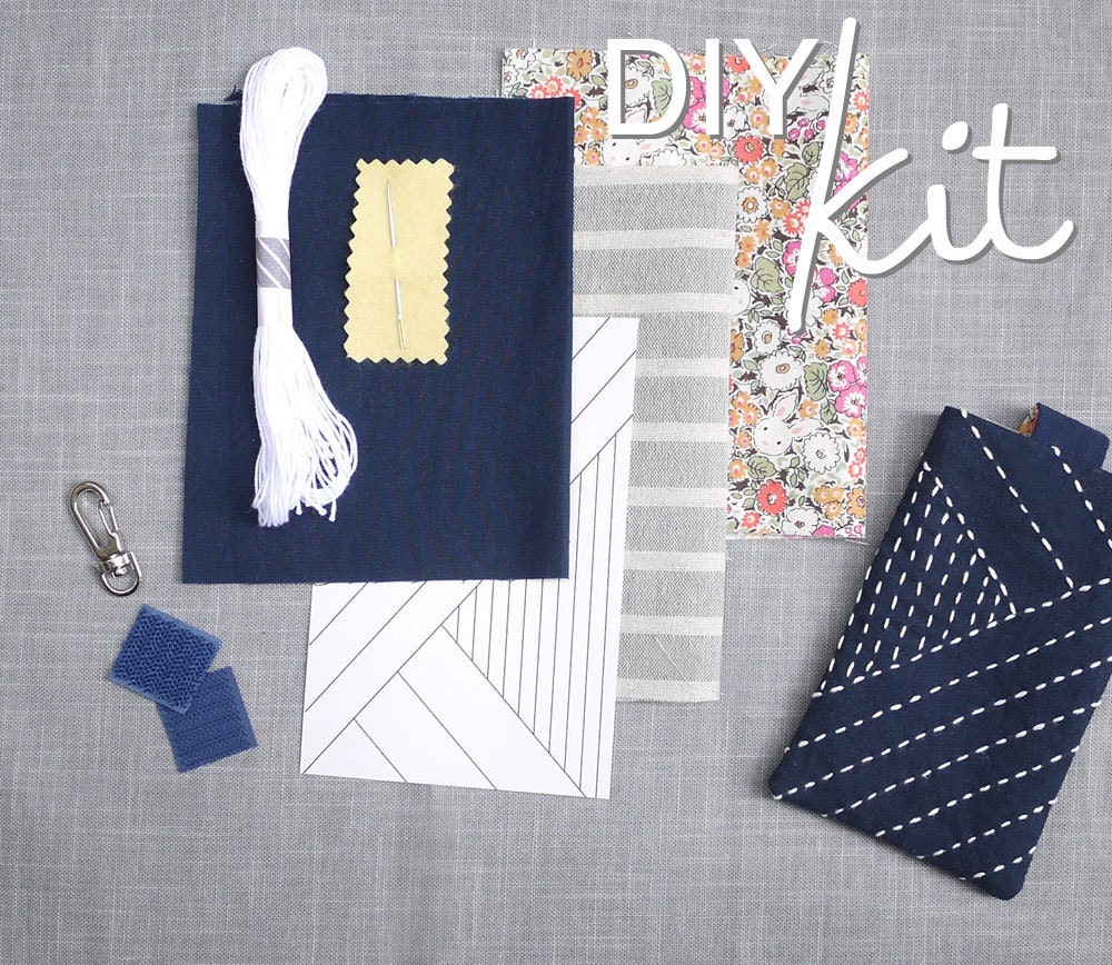 iPhone Case - - DIY Sashiko Kit - - Stripes Lining