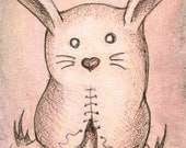 Cute Bunny Art - Stitches- Art Print