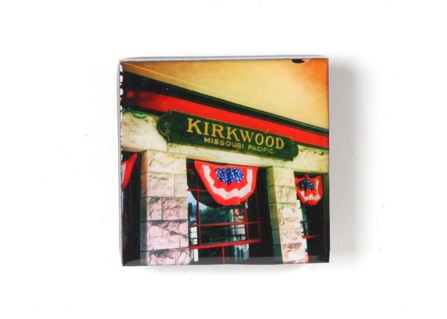 Hipstamagnets: Square Tile Resin Photographic Magnets (Kirkwood Train Station with Banners)