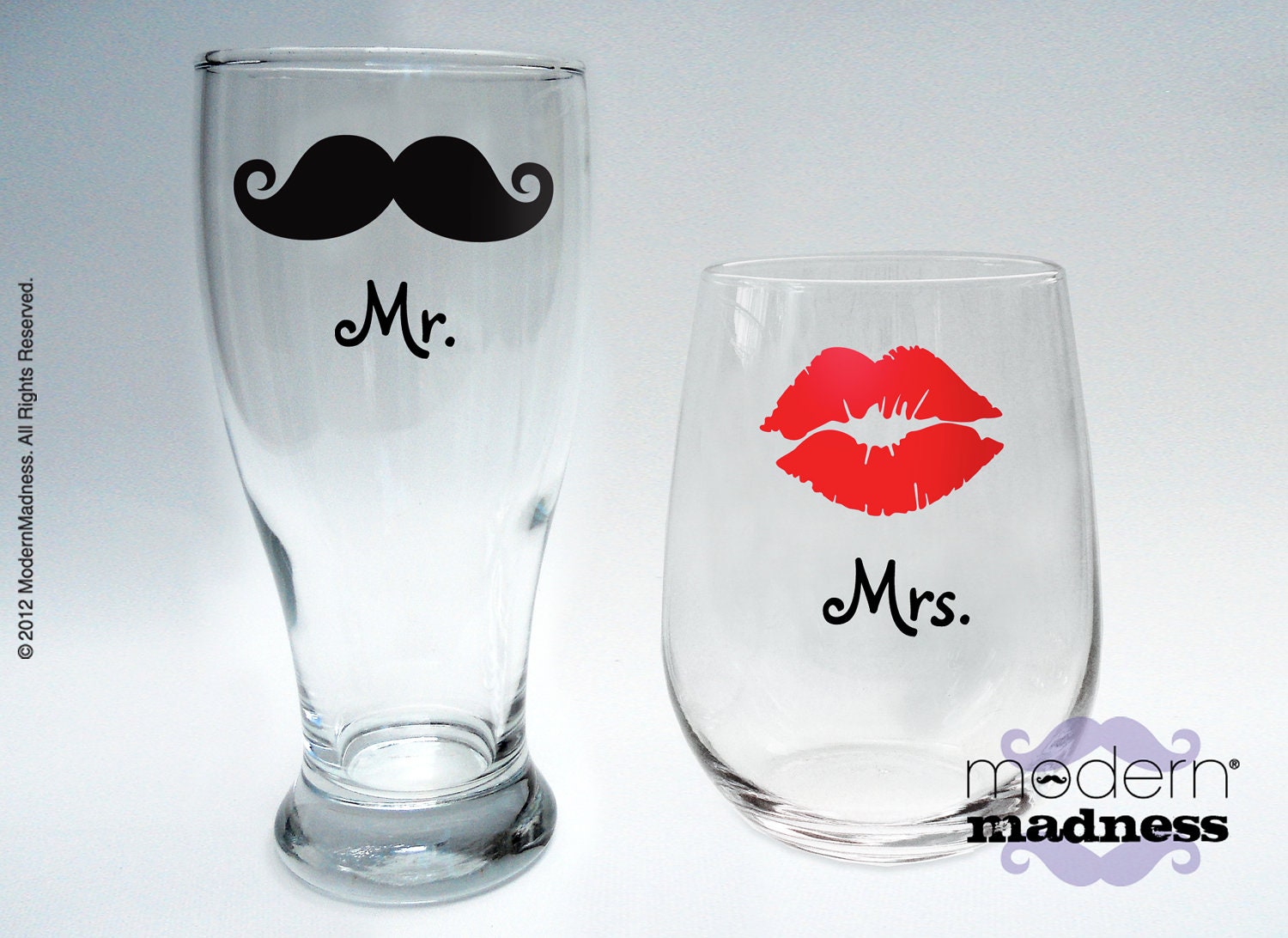 Mr and Mrs Glasses - Set of 2