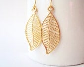 Gold Leaf Earrings, Filigree Leaf Earrings, Gold leaves, Simple Delicate, Nature Jewelry, Autumn Leaf