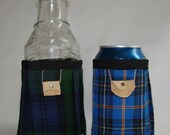 Kilt Can Koozie Plaid Skirt with Leather Sporran and Chain