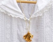 Kale Gold Colored Leaf Necklace Nature Jewelry