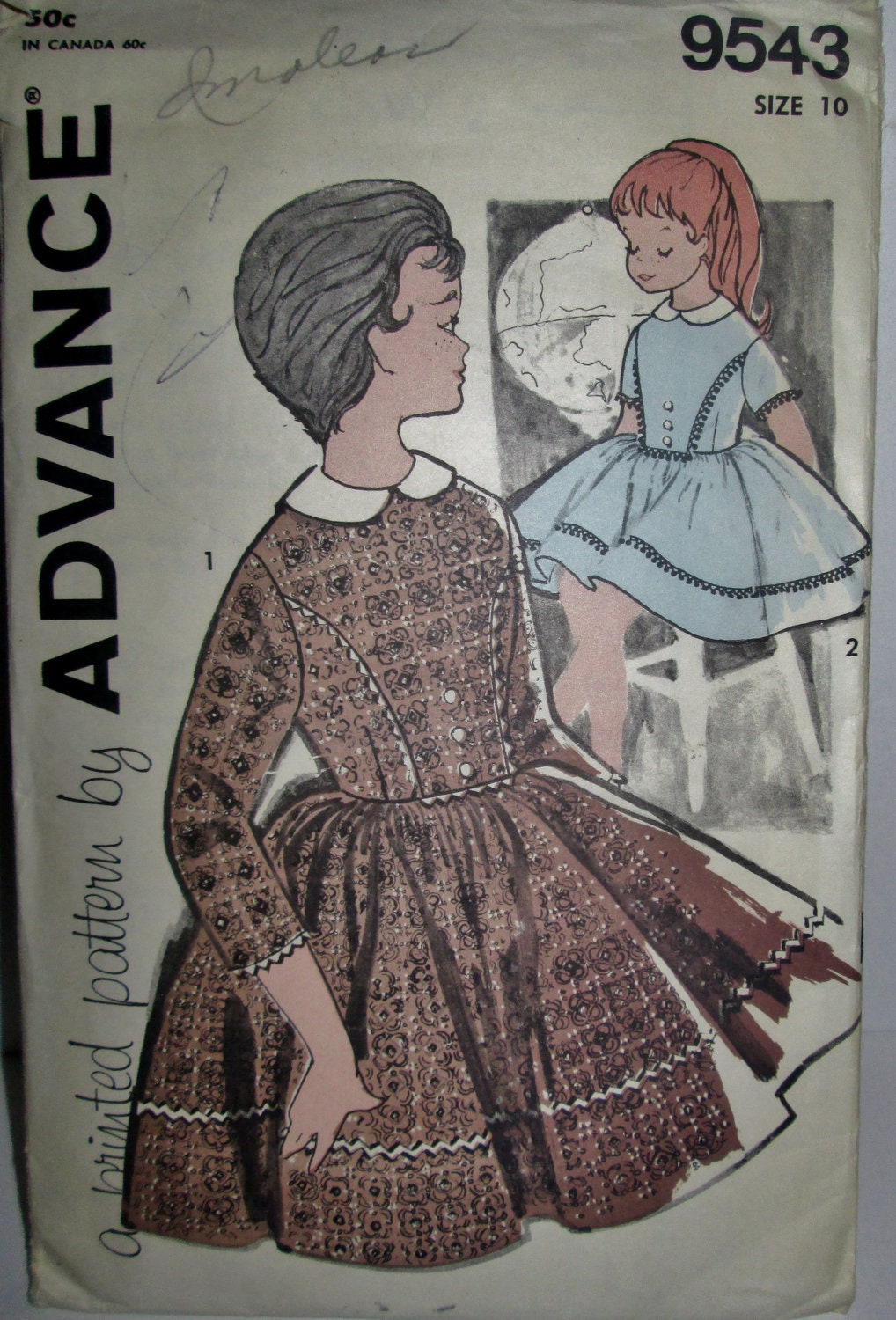 Advance 9543 Girls Full Dress Sewing Pattern