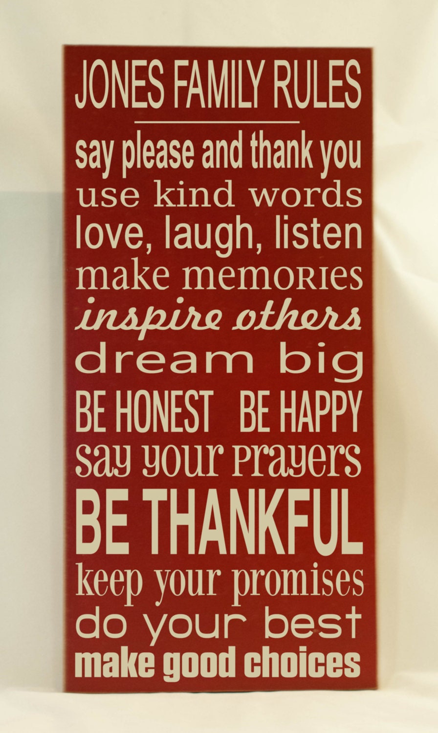Personalized Family Rules - Subway Art Typography Word Art Sign - Your Choice of Color