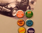 Rainbow 6-Pack Soda Pop Bottle Cap Magnets Vintage
