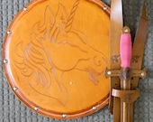 Handmade Leather Dagger, Shield, & Holster Set w/ Unicorn Emblem