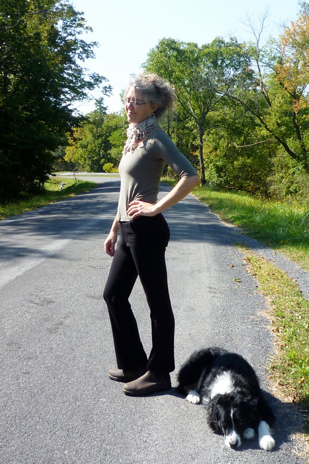 Organic Clothing - Wool Pocket Pants - Organic Merino Wool - Shown in Black - Made to Order
